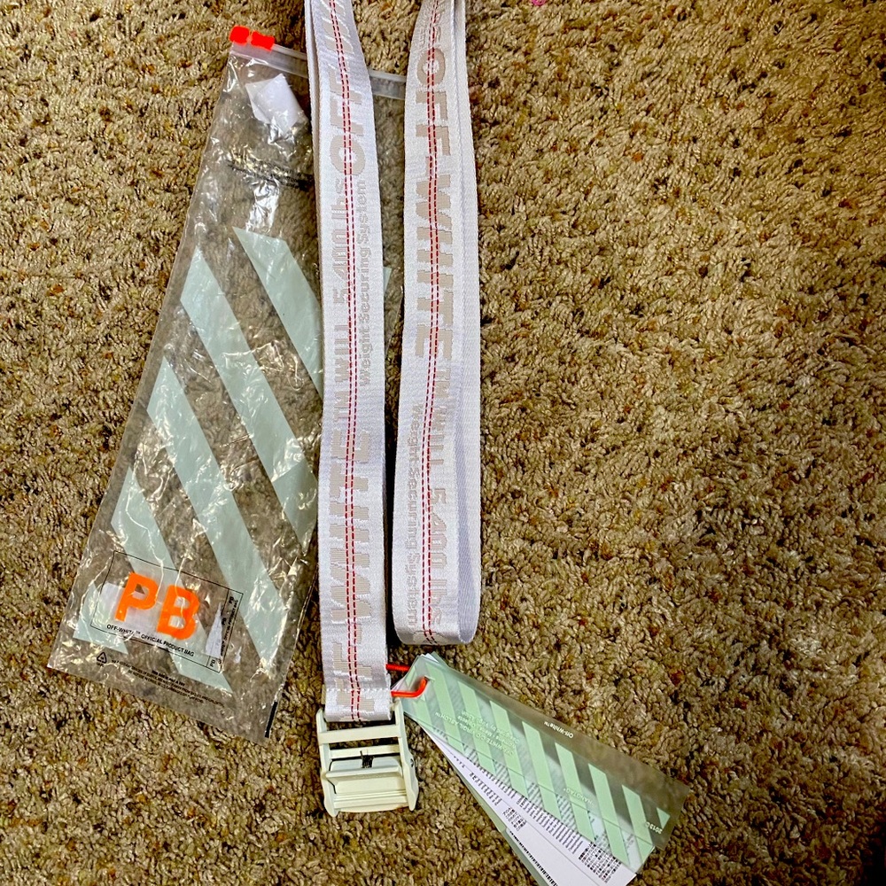 NWT Authentic Off-White Virgil Abloh Classic Industrial Logo Belt Yellow Web